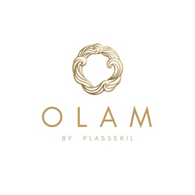 Olam by Plasseril — a gold roundel of interlocking waves above the words OLAM, BY PLASSERIL