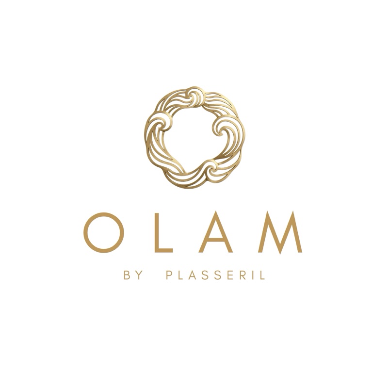 Olam by Plasseril — a gold roundel of interlocking waves above the words OLAM, BY PLASSERIL